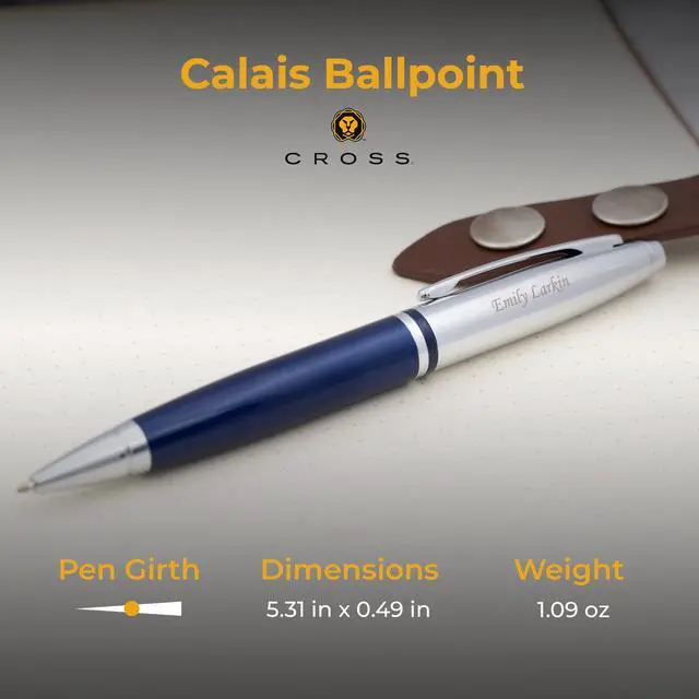 Alt view image 5 of 6 - Cross Calais Personalized Ballpoint Pen in Blue Lacquer with Chrome Cap | Engraved Pen for Graduation, Job Promotion, Retirement, Office