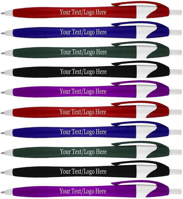 Main image of Personalized Pens With your Custom Logo or Text-1000 Pack Bulk-for Businesses, Parties, and Events, Custom Printed Slim Ballpoint Click Pens, Assorted Barrel Color, Black Ink