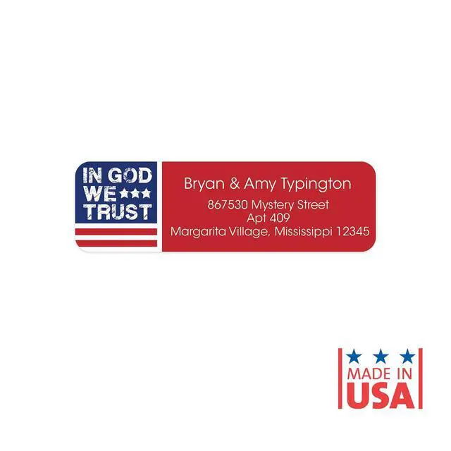 Alt view image 5 of 6 - in God We Trust Rolled Address Labels/Roll of 250 Personalized Return Address Labels/Designer Return Address Stickers in Elegant Plastic Dispenser