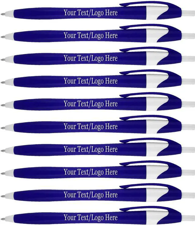 Main image of Personalized Pens With your Custom Logo or Text-1000 Pack Bulk-for Businesses, Parties, and Events, Custom Printed Slim Ballpoint Click Pens, Blue Barrel Colors, Black Ink