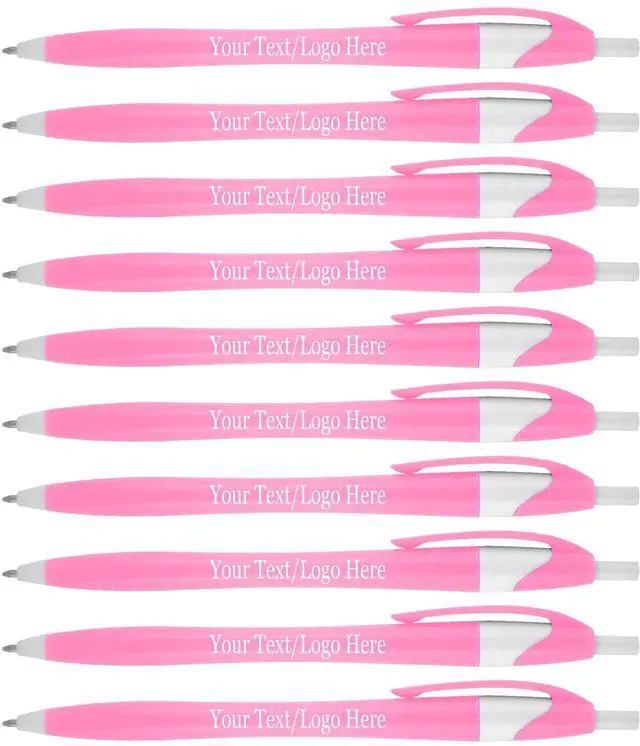 Main image of Personalized Pens With your Custom Logo or Text-1000 Pack Bulk-for Businesses, Parties, and Events, Custom Printed Slim Ballpoint Click Pens, Pink Barrel Color, Black Ink