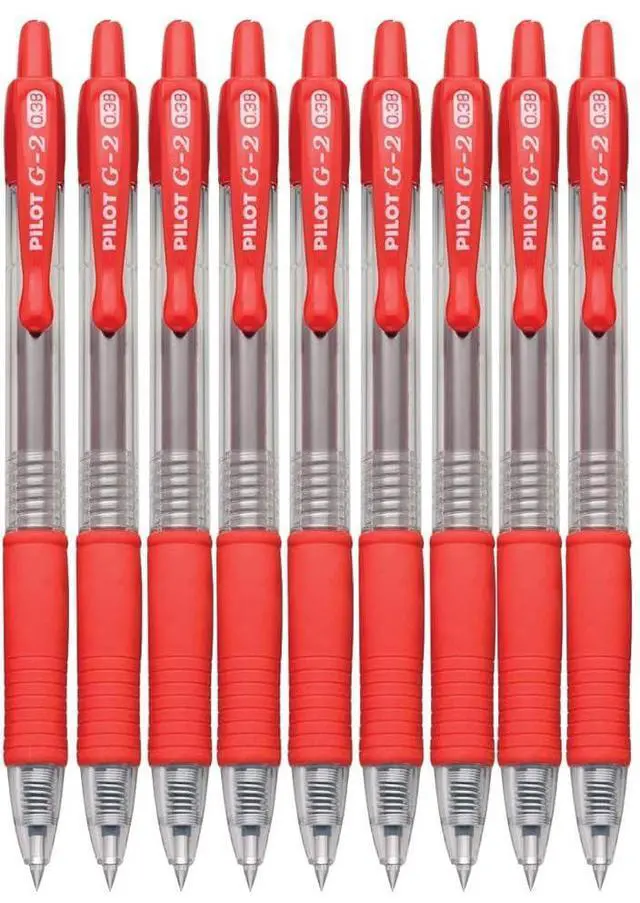 Main image of G2 Retractable Premium Gel Ink Roller Ball Pens Ultra Fine Point (.38mm) Red Ink 9 pack; Refillable & Premium Comfort Grip