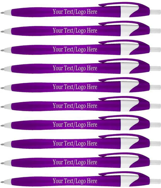 Main image of Personalized Pens With your Custom Logo or Text-1000 Pack Bulk-for Businesses, Parties, and Events, Custom Printed Slim Ballpoint Click Pens, Purple Barrel Color, Black Ink