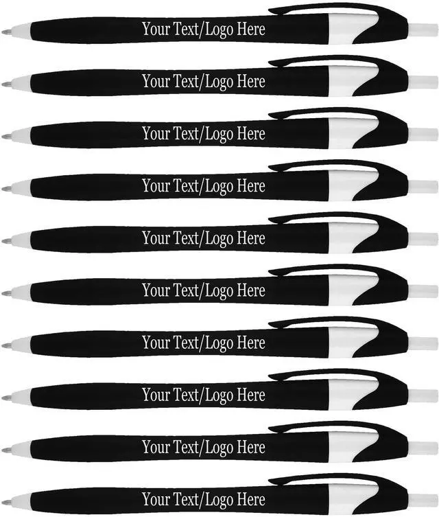 Main image of Personalized Pens With your Custom Logo or Text-1000 Pack Bulk-for Businesses, Parties, and Events, Custom Printed Slim Ballpoint Click Pens, Black Barrel Color, Black Ink