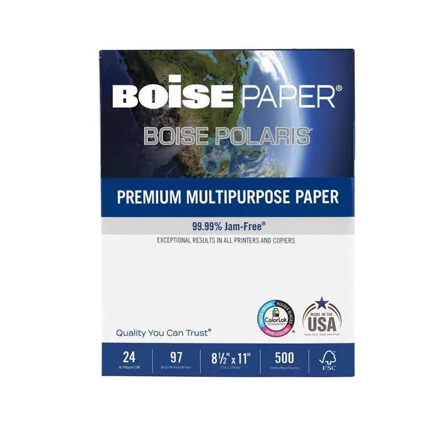 Alt view image 4 of 7 - Boise Paper Premium Multipurpose Copy Paper | 8.5" x 11" Letter | 97 Bright White, 24 lb. | 10 Ream Carton (5,000 Sheets)