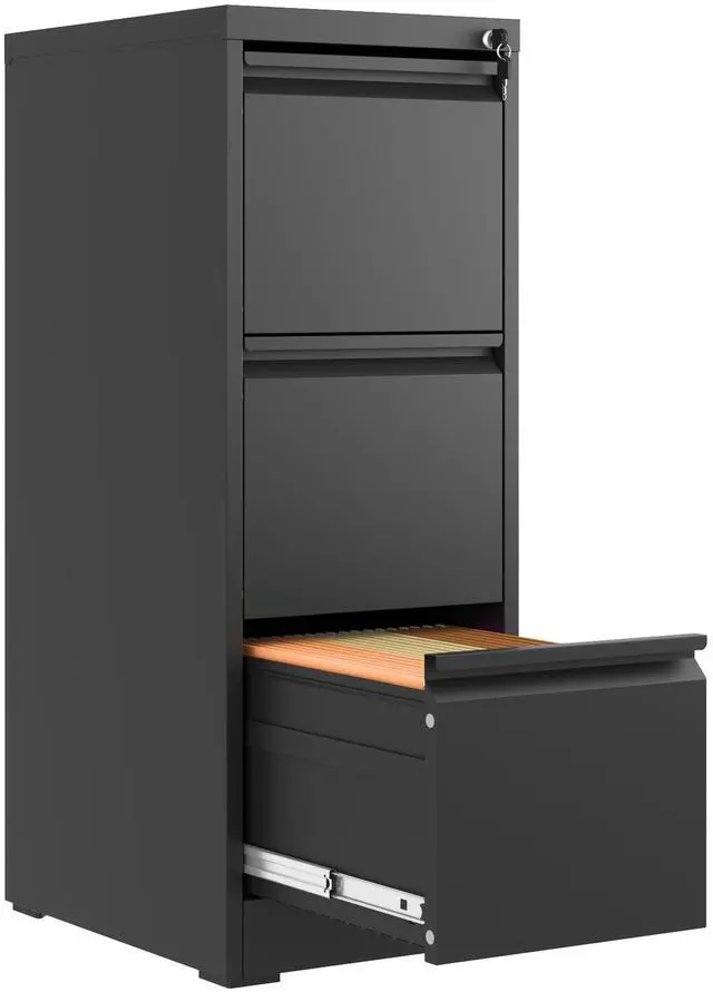 Main image of 3 Drawer File Cabinet with Lock,Metal File Cabinet for Home Office | Black Vertical Filing Cabinets Heavy Duty Office Storage Cabinets for Letter/Legal/A4/F4 Size File, Assembly Required