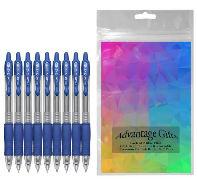 Alt view image 2 of 7 - G2 Retractable Premium Gel Ink Roller Ball Pens Ultra Fine Point (.38mm) Blue Ink 9 pack; Refillable & Premium Comfort Grip