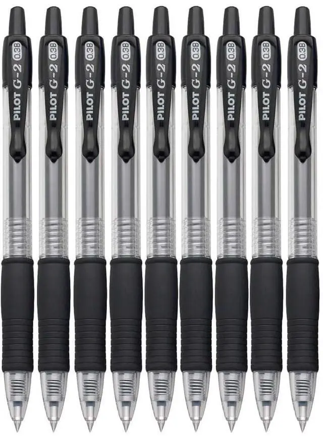 Main image of G2 Retractable Premium Gel Ink Roller Ball Pens Ultra Fine Point (.38mm) Black Ink 9 pack; Refillable & Premium Comfort Grip