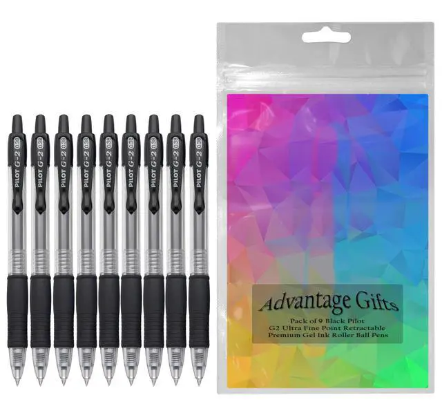 Alt view image 2 of 7 - G2 Retractable Premium Gel Ink Roller Ball Pens Ultra Fine Point (.38mm) Black Ink 9 pack; Refillable & Premium Comfort Grip