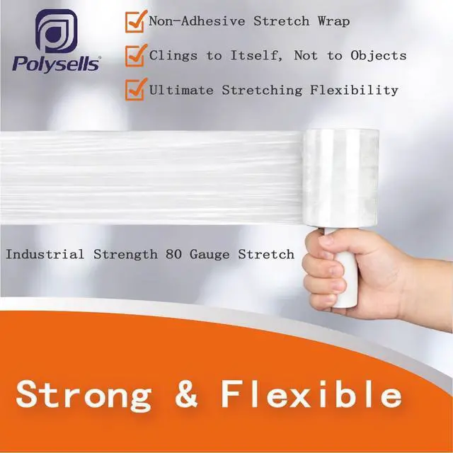 Alt view image 3 of 7 - 16 Rolls 5" x 1200ft MIni Roll Stretch Film with Handle, 80 Gauge Clear Moving & Packing Plastic Wrap for Boxes, Luggage, Bundling & Storage