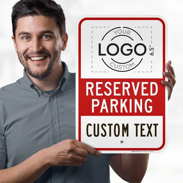 Alt view image 2 of 7 - Custom No Parking Sign, Custom Reserved Parking Signs for Business, 12x18 Inches, 3M EGP Reflective, Rust Free.063 Aluminum, Fade Resistant, Made in USA by (Post Holes)