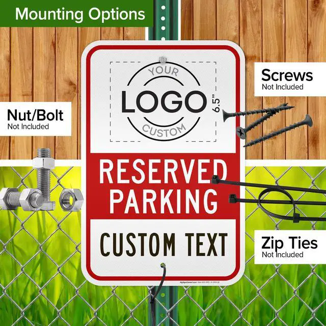 Alt view image 5 of 7 - Custom No Parking Sign, Custom Reserved Parking Signs for Business, 12x18 Inches, 3M EGP Reflective, Rust Free.063 Aluminum, Fade Resistant, Made in USA by (Post Holes)