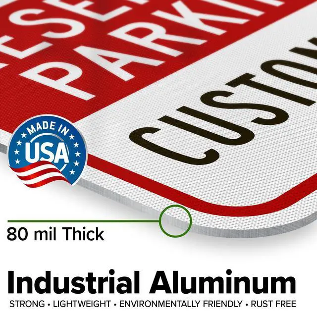 Alt view image 3 of 7 - Custom No Parking Sign, Custom Reserved Parking Signs for Business, 12x18 Inches, 3M EGP Reflective, Rust Free.063 Aluminum, Fade Resistant, Made in USA by (Post Holes)