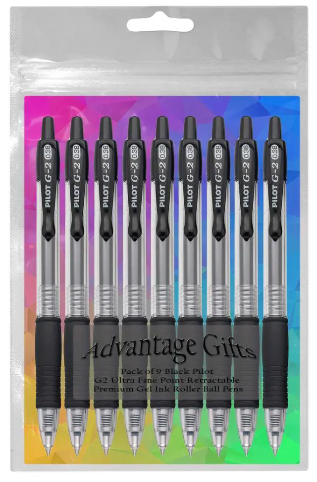 Alt view image 3 of 7 - G2 Retractable Premium Gel Ink Roller Ball Pens Ultra Fine Point (.38mm) Black Ink 9 pack; Refillable & Premium Comfort Grip