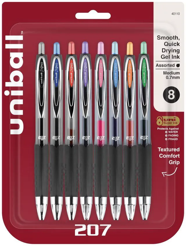 Main image of 207 Retractable Gel Pens, Medium Point (0.7mm), Assorted, 8 Pack