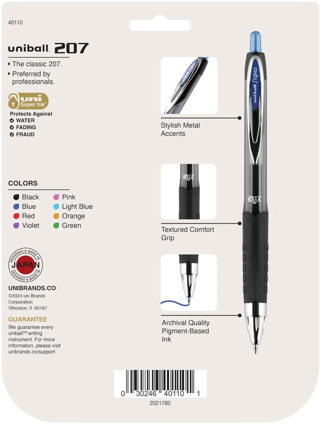 Alt view image 3 of 7 - 207 Retractable Gel Pens, Medium Point (0.7mm), Assorted, 8 Pack