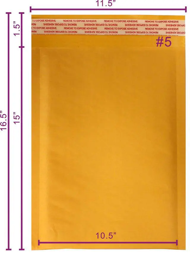 Alt view image 2 of 6 - Kraft Bubble Mailers 10.5x16 100 Pack Usable Space 10.5x15 KF#5-100 | Self Seal Adhesive Shipping Bags, Cushioning Padded Envelopes for Shipping, Mailing, Packaging