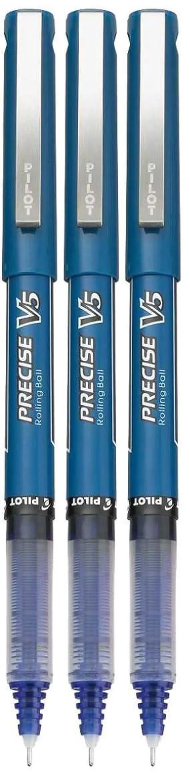 Main image of Precise V5 Stick Rolling Ball Pens, Extra Fine Point (.5mm), Blue Ink, 3-pk;