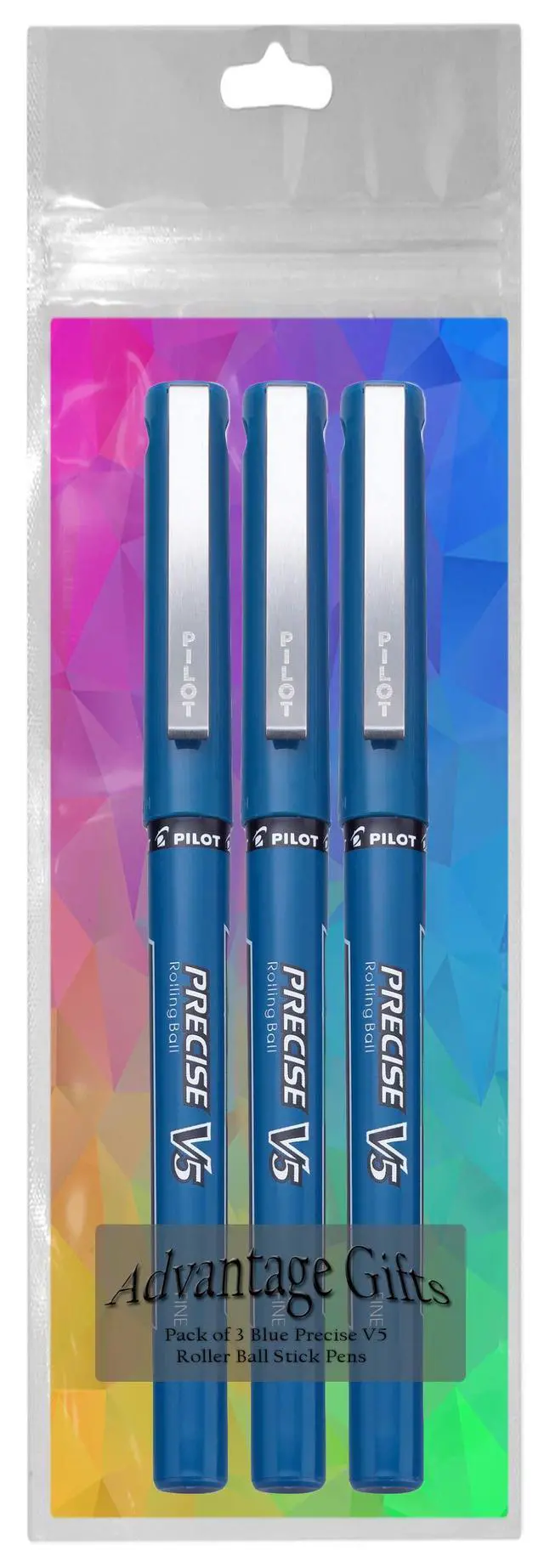 Alt view image 3 of 7 - Precise V5 Stick Rolling Ball Pens, Extra Fine Point (.5mm), Blue Ink, 3-pk;