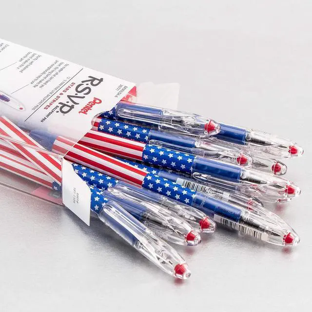Alt view image 2 of 7 - RSVP Ballpoint Pen, (0.7mm) Fine Line, Flag Barrel, Black Ink,(12 count)- Pack of 2