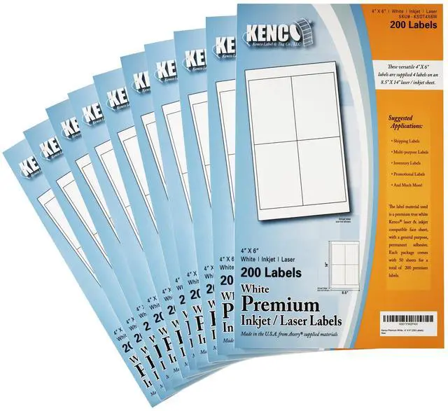 Main image of Premium White Address Shipping UPC Laser/Inkjet Labels Made in The USA (4" X 6" 2000 Labels)