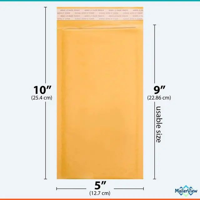 Alt view image 2 of 6 - Kraft Bubble Mailers 5x10, Self Seal Padded Envelopes #00, 250 Pack Bulk | Fits Trading & Sports Cards, No Tape Needed, Cushioned Protection, Tear-Resistant Yellow Kraft, Made in USA