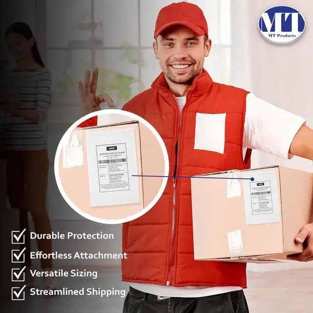 Alt view image 4 of 7 - Blank Envelope Shipping Label Sleeves - 6.5" x 10" Packing Slip Pouches for Shipment/Return - Case of 1000