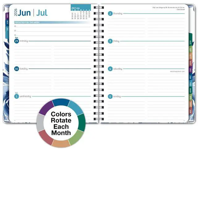 Alt view image 6 of 7 - HARDCOVER Academic Year 2026-2027 Planner: 14 Months (May 2026 Through June 2027) 8.5"x 11" Daily Weekly Monthly Planner Yearly Agenda. Bookmark, Pocket Folder and Sticky Note Set (Blue Bloom)