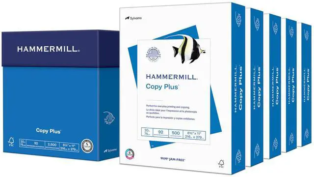 Main image of Printer Paper, 20 lb Copy Plus, 8.5 x 11-5 Ream (2,500 Sheets) - 92 Bright