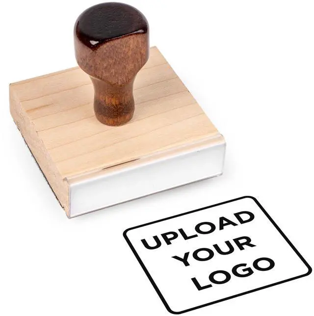 Main image of Personalized Rubber Hand Stamp Custom Wooden Stamp with Name, Address or Logo Self-Inking Alternative for Business, Crafts, Packaging & Wedding Invitations (2"x2")
