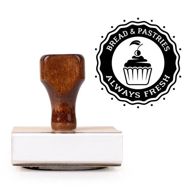 Alt view image 2 of 7 - Personalized Rubber Hand Stamp Custom Wooden Stamp with Name, Address or Logo Self-Inking Alternative for Business, Crafts, Packaging & Wedding Invitations (2"x2")