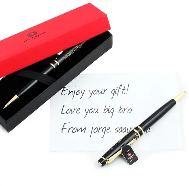 Alt view image 6 of 7 - Free Engraving - Personalized Roller Ballpen, Ballpoint pen, Ball pen, Refillable Pens, Retractable Medium Point Black Ink, Custom Gifts for Men, Women, Classy Gift Box