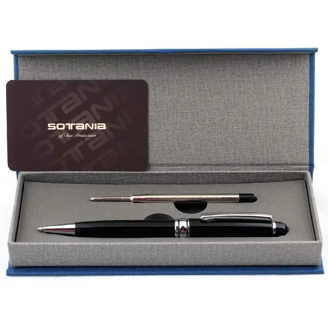 Alt view image 3 of 7 - Free Engraving - Personalized Roller Ballpen, Ballpoint pen, Refillable Pens, Retractable Medium Refill Pen Black Ink, Custom Gifts for Men and Women, Classy Gift Box