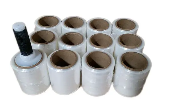 Alt view image 2 of 6 - 5" x 1,000 ft Clear Hand Stretch Wrap with Reusable Handle Included - 12 Rolls | Standard-Duty Film for Pallet Wrapping, Moving & Packaging