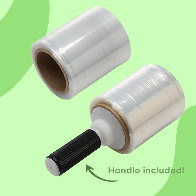 Alt view image 5 of 6 - 5" x 1,000 ft Clear Hand Stretch Wrap with Reusable Handle Included - 12 Rolls | Standard-Duty Film for Pallet Wrapping, Moving & Packaging
