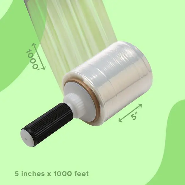 Alt view image 6 of 6 - 5" x 1,000 ft Clear Hand Stretch Wrap with Reusable Handle Included - 12 Rolls | Standard-Duty Film for Pallet Wrapping, Moving & Packaging