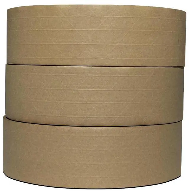 Main image of 3'' x 1000 Feet Reinforced Water Activated Gummed Kraft Paper Tape, for Standard-Duty 30 lbs Break Strength, Secure Packing Shipping, Tamper Evident Gummed Tape, Brown - 3 Rolls