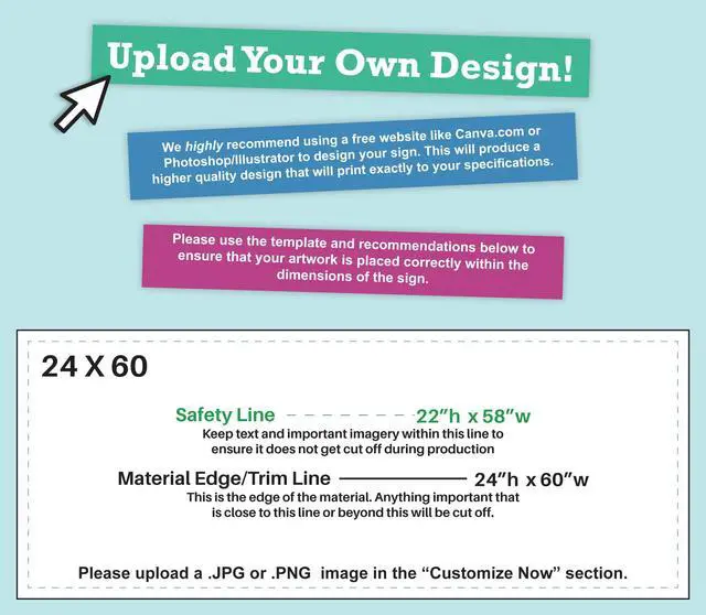 Alt view image 3 of 7 - Personalized Vinyl Banner Vinyl Printed Customizable Banner for Indoor and Outdoor Use (2'x5')
