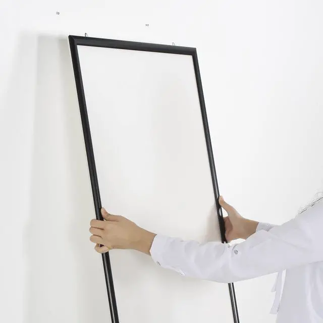 Alt view image 5 of 7 - Portable Snap Poster Frame 36x48 Inch Black 1" Aluminum Profile Front Loading Wall Mounting Photo Picture Document Certificate Sign Holder Mitered Corner Anti Glare Cover