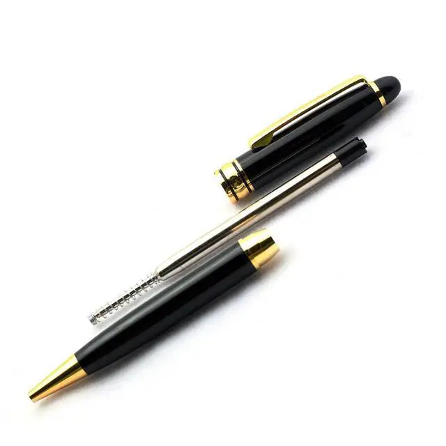 Alt view image 4 of 7 - Free Engraving Personalized Roller Ballpoint Pen, Refillable Black Ballpoint Pen with Gold Trim, Single-Color Design, Retractable Medium Refill, Classy Gift Box