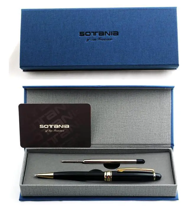 Alt view image 6 of 7 - Free Engraving Personalized Roller Ballpoint Pen, Refillable Black Ballpoint Pen with Gold Trim, Single-Color Design, Retractable Medium Refill, Classy Gift Box