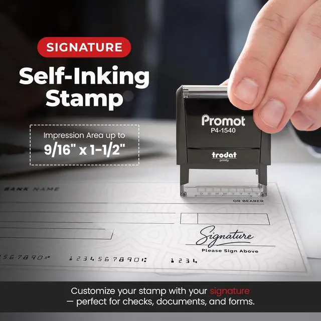 Alt view image 5 of 7 - Personalized Signature Stamp - Custom Self Inking Stamp (Small) | Crisp & Consistent Impressions, Fast One-Hand Operation, Replaceable Ink Pad, Clean & Smudge-Resistant Results