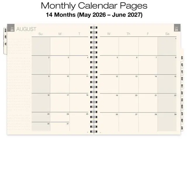 Alt view image 3 of 7 - ESSENTIAL 2026-2027 Monthly & Weekly Planner with Tabs, 8.5"x11": 14 Months (May 2026 - June 2027), Professional, Simple, Easy-to-Use Design and Frosted Poly Cover for Extra Protection (Frosted)