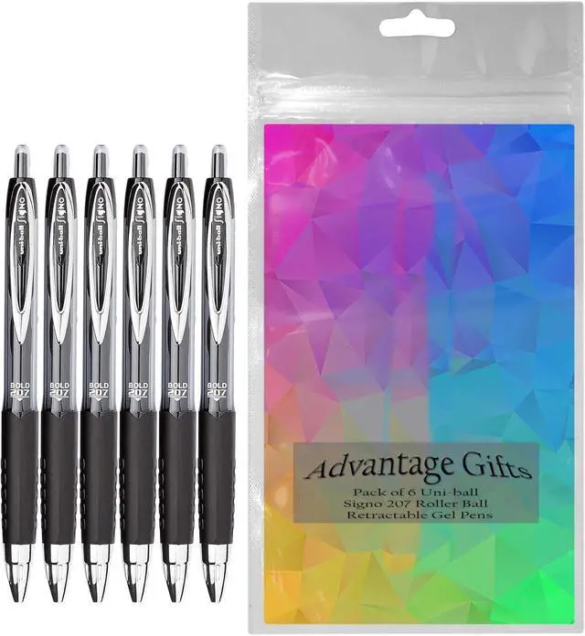 Alt view image 2 of 4 - Signo 207 Roller Ball Retractable Gel Pens, Bold Point (1.0mm), Black Ink, 6 Count