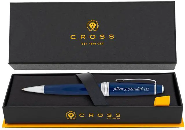 Main image of Cross Bailey Personalized Ballpoint Pen in Blue Lacquer with Chrome Trim | Engraved Pen for Graduationt, Job Promotion, Retirement, Corporate Team