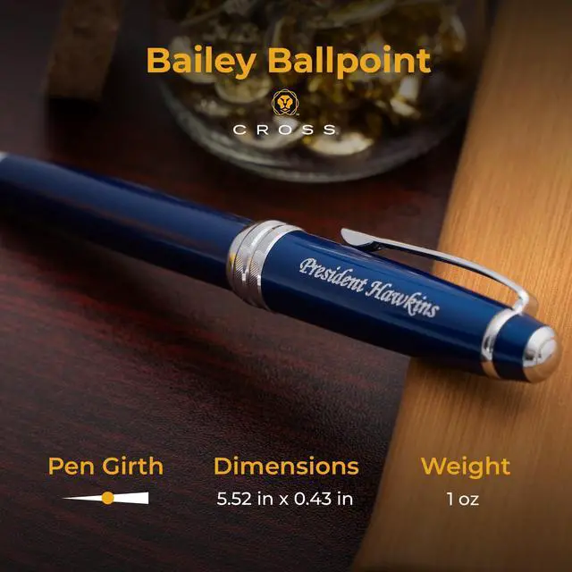 Alt view image 5 of 7 - Cross Bailey Personalized Ballpoint Pen in Blue Lacquer with Chrome Trim | Engraved Pen for Graduationt, Job Promotion, Retirement, Corporate Team