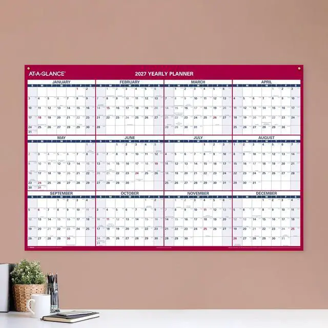 Alt view image 4 of 5 - 2027 Erasable Calendar, Dry Erase Wall Planner, 48" x 32", Vertical-Horizontal, Reversible (PM3262827)