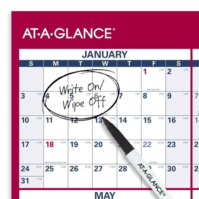 Alt view image 2 of 5 - 2027 Erasable Calendar, Dry Erase Wall Planner, 48" x 32", Vertical-Horizontal, Reversible (PM3262827)