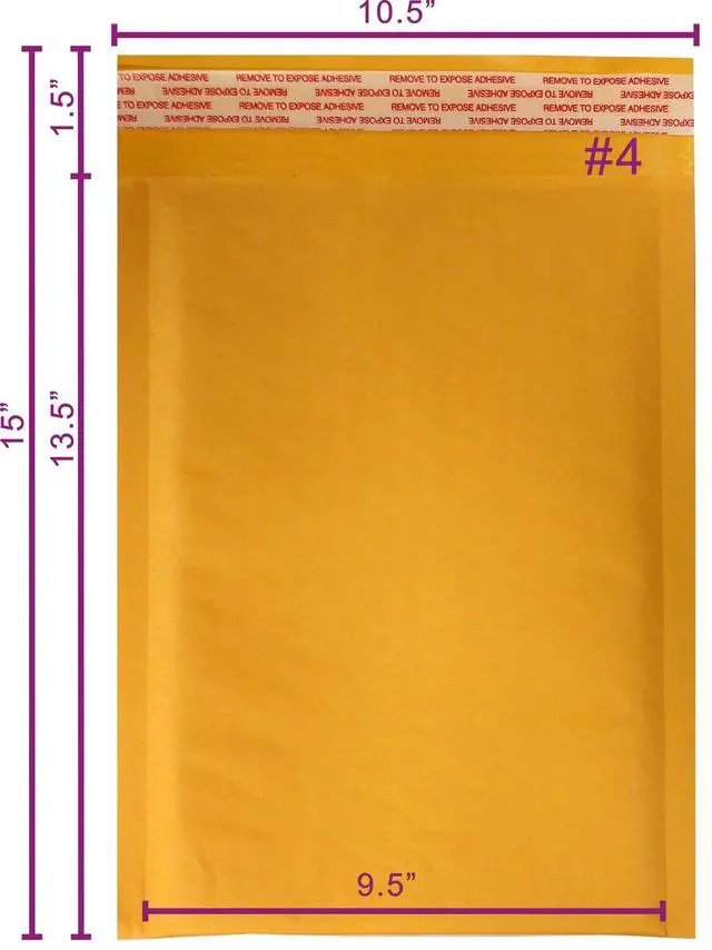 Alt view image 2 of 6 - Kraft Bubble Mailers 9.5x14.5 100 Pack Usable Space 9.5x13.5 KF#4-100 | Self Seal Adhesive Shipping Bags, Cushioning Padded Envelopes for Shipping, Mailing, Packaging