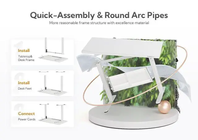 Alt view image 7 of 7 - Wireless Charging Glass Standing Desk with Drawers 48×24 Inch | Tempered One-Piece Glass Top, Ergonomic, Smooth Height Adjustment, 3 Memory Presets, Super White